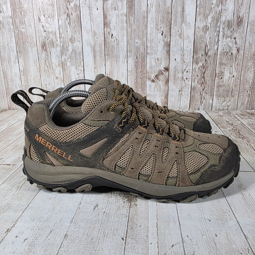Merrell Mens Alverstone Walnut Brown Suede Mesh Hiking Shoes J037137 Size 8.5